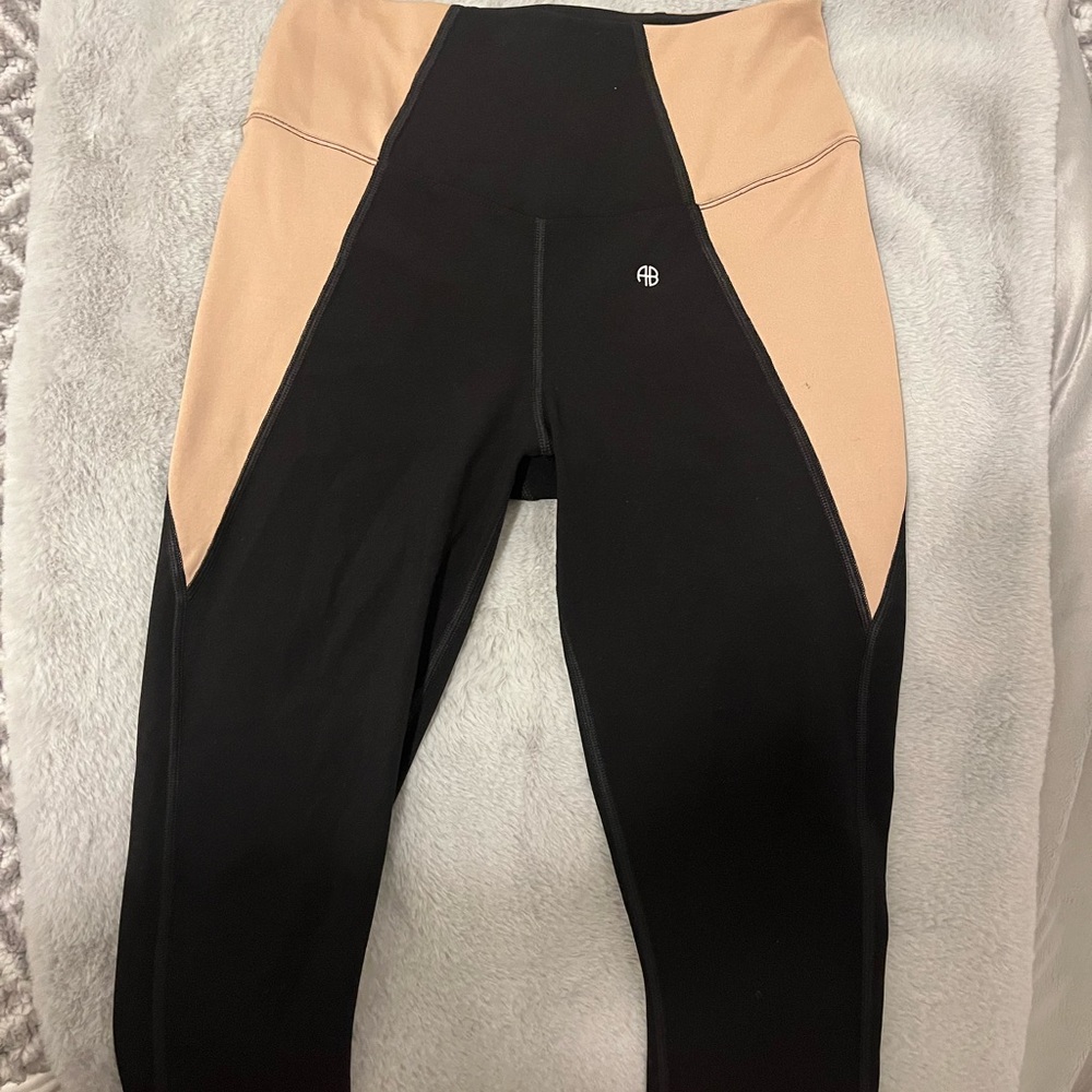 Anine Bing Blake Legging- Black/Tan size small
